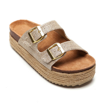 Sandały na platformie z podwójnym paskiem dla Kobiet